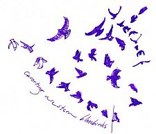 Western bluebirds, pen and ink Western bluebirds, pen and ink