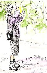 The sketcher, sketched: pen and watercolor