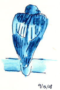 Red-tailed hawk, pen and ink