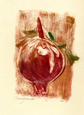 pomegranate, monoprint