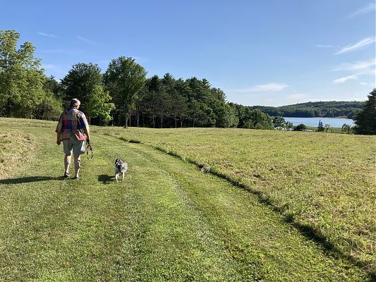 photo of woman and dog off-leash at Bartol Island, Maine