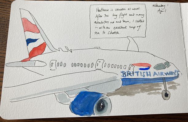 sketch of a British Airways airbus sketch of a British Airways airbus