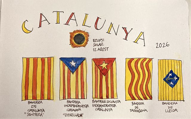 drawing of different flags of Catalunya