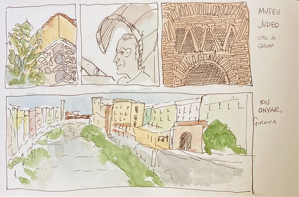 pen and wash sketches of Girona