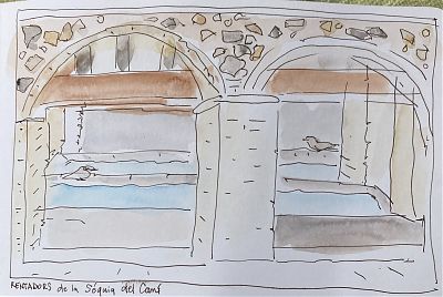 pen and wash drawing of wash house